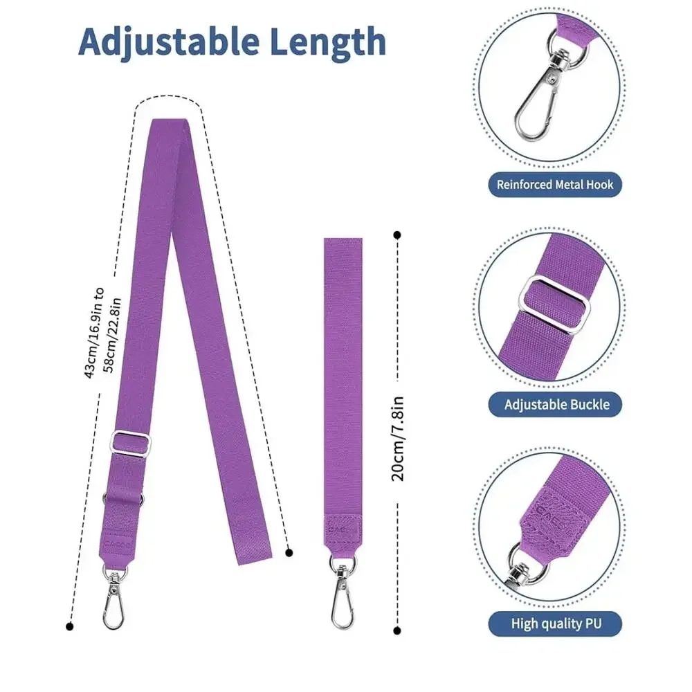 Phone Lanyard 2Pcs-1 Pcs Adjustable Neck Strap, 1 Pcs Wrist Strap, 4 Pads Purple